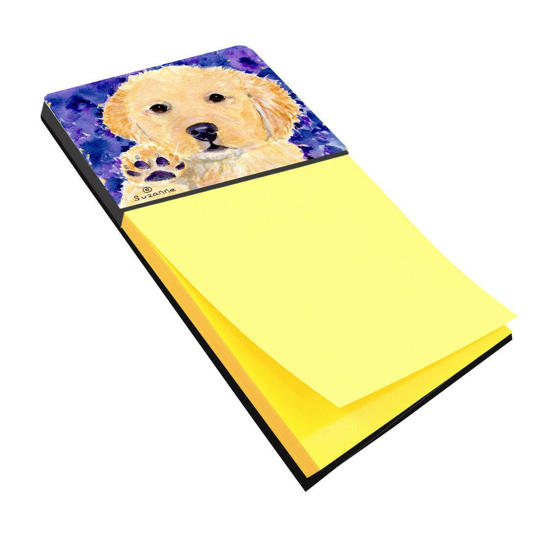 Golden Retriever Watercolor Sticky Note Holder Refillable Dispenser Desk Accessory 3x3 Pad Gift