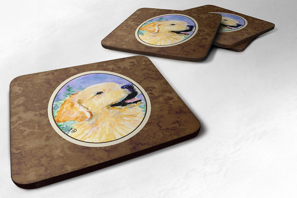 Golden Retriever Foam Coasters Set of 4 Cup Coasters for Indoor Outdoor, Tabletop Protection, Anti Slip, Mouse pad Material