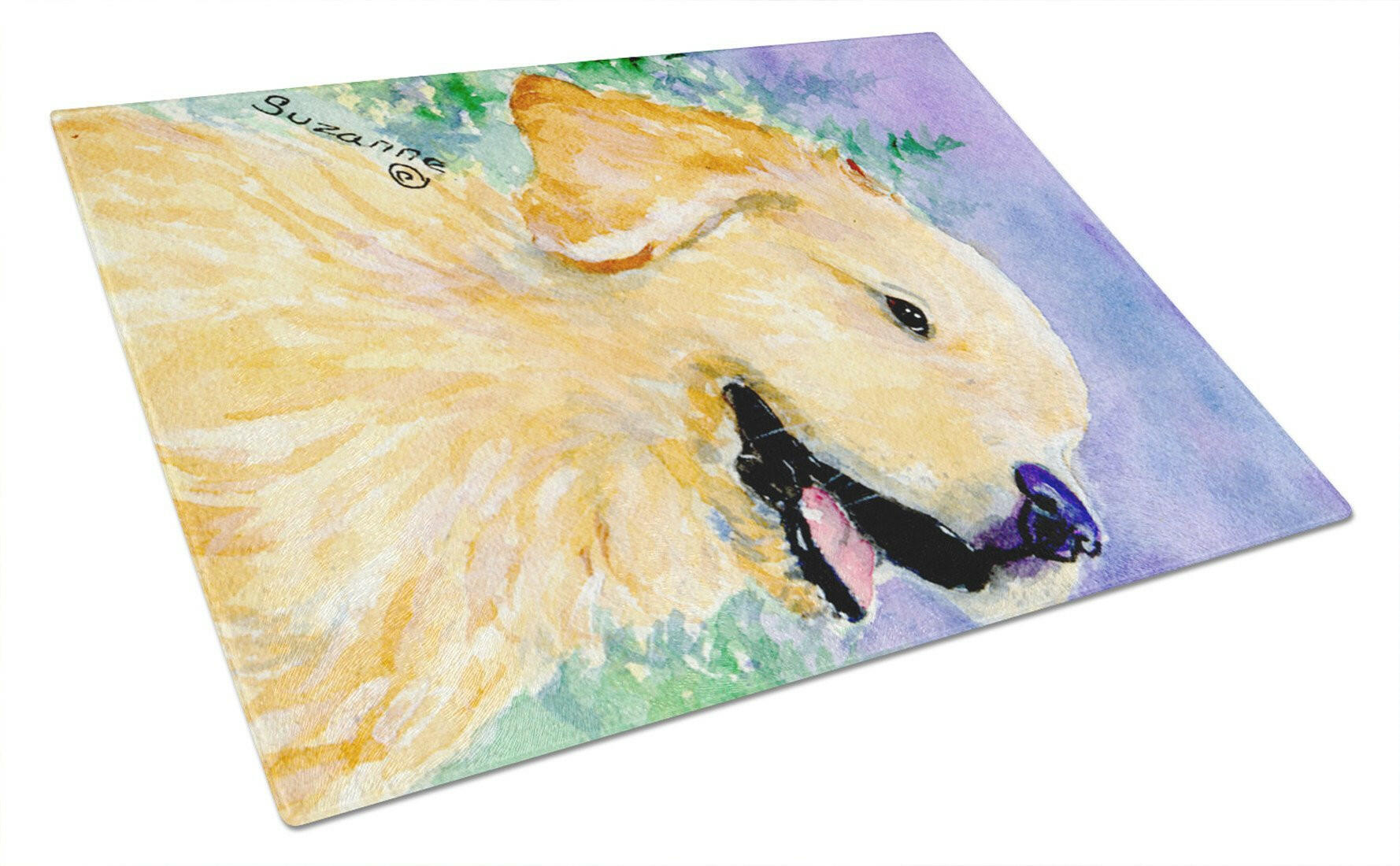 Golden Retriever Cutting Board Tempered Glass Kitchen Cutting Surface, Heat Resistant Chopping, Non-Slip Feet, Food Prep & Serving