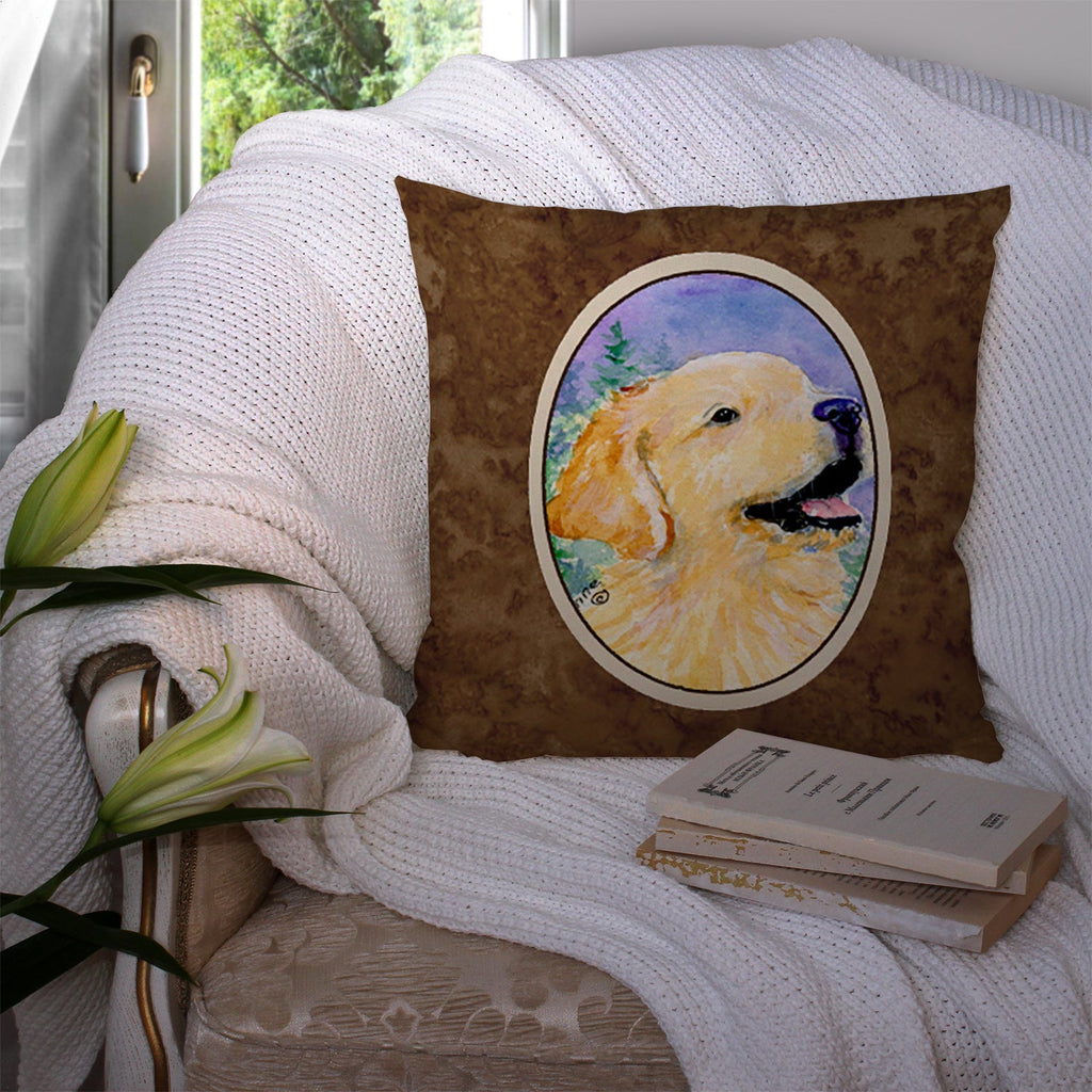Golden Retriever Decorative Throw Pillow 14x14 Indoor Outdoor Accent Cushion, Fabric Cover with Insert for Sofa, Bed, Porch & Living Room