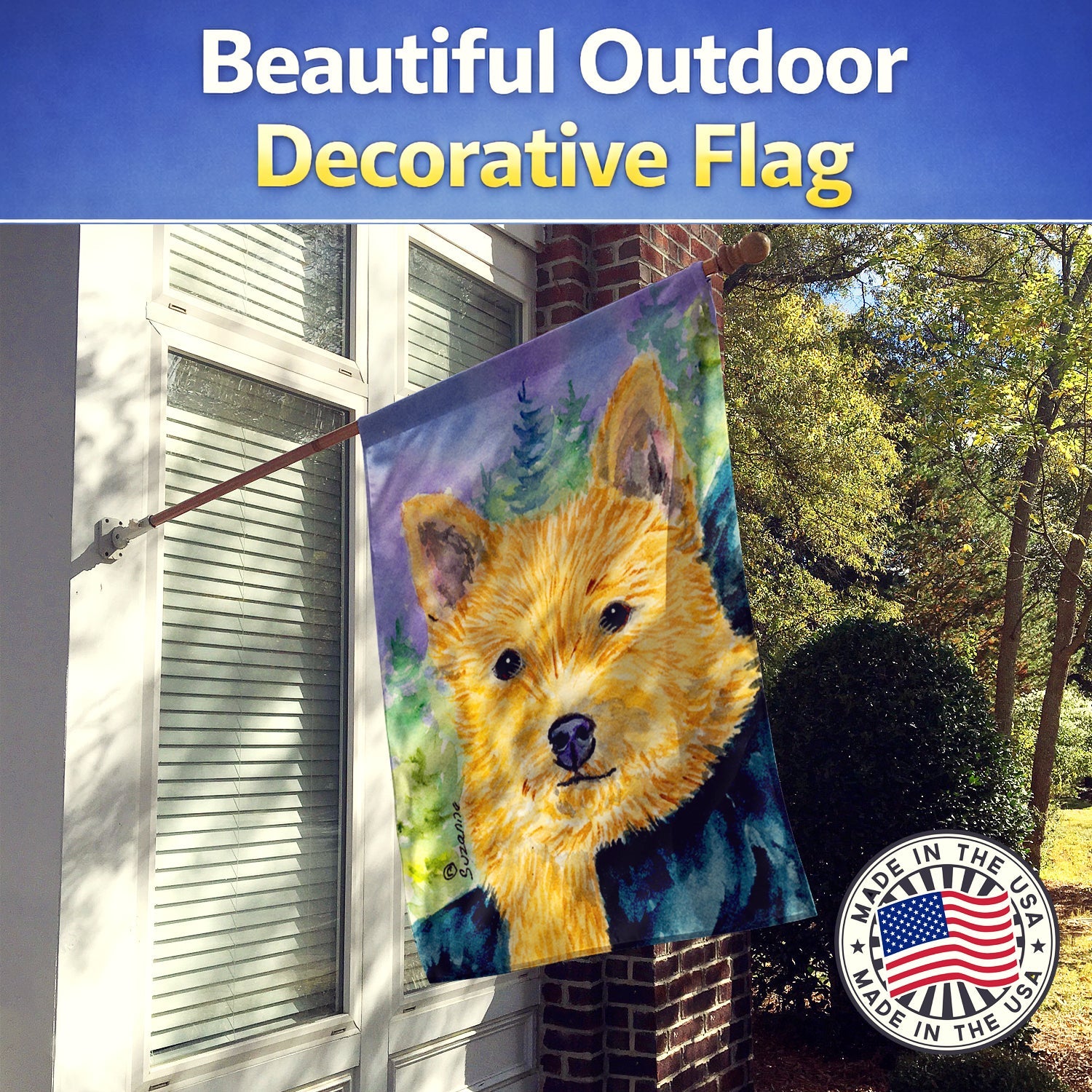 Norwich Terrier House Flag 28x40 Porch Sleeve Pole Decorative Outside Yard Banner Artwork Wall Hanging, Polyester
