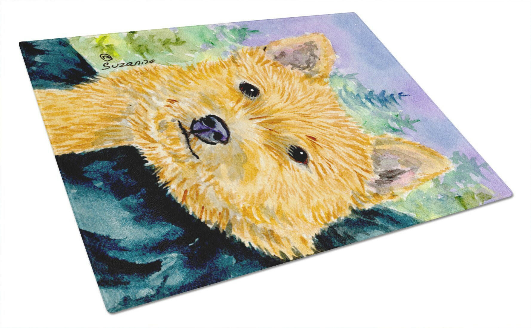 Norwich Terrier Cutting Board Tempered Glass Kitchen Cutting Surface, Heat Resistant Chopping, Non-Slip Feet, Food Prep & Serving