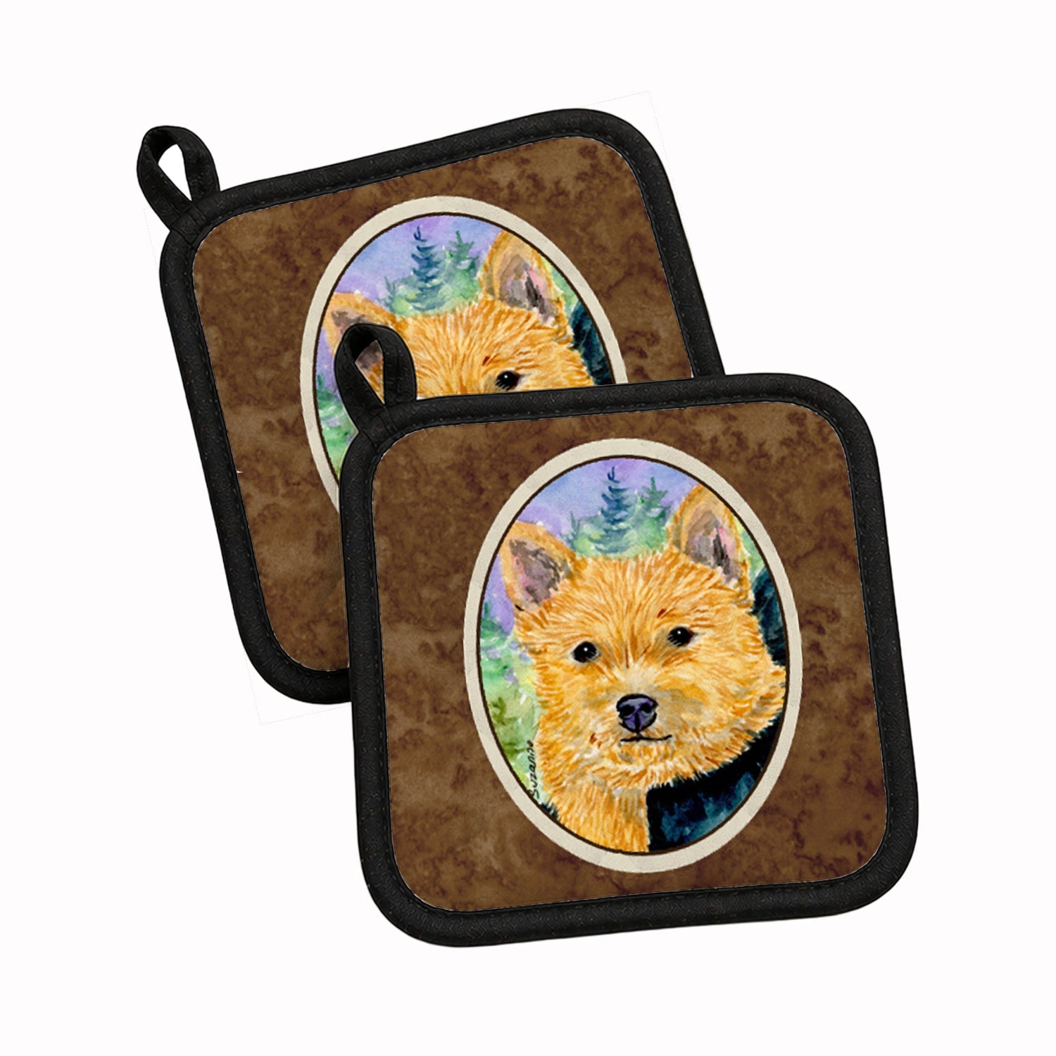 Norwich Terrier Pot Holder Set of 2 Heat Resistant Quilted Hot Pads 7.5 x 7.5 Inch, Insulated Kitchen Trivets for Cooking & Baking