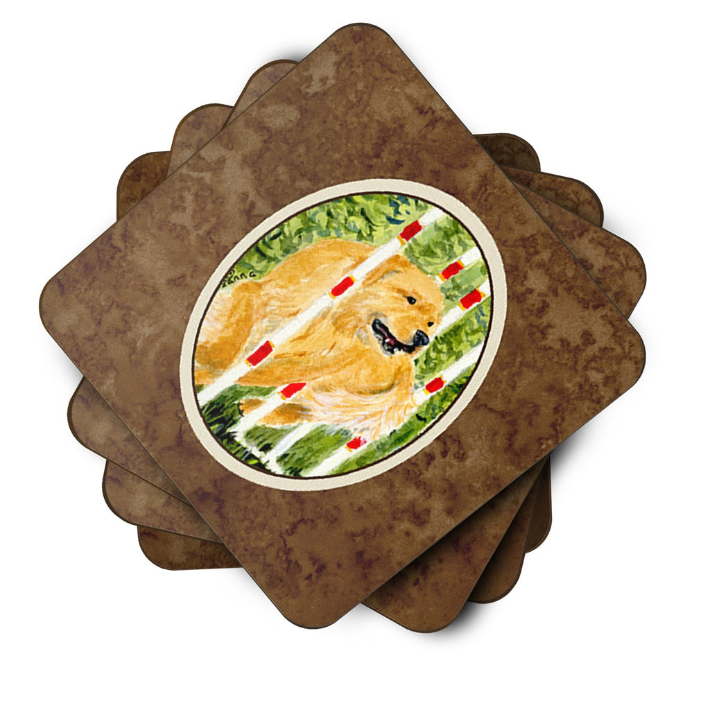Golden Retriever Foam Coasters Set of 4 Cup Coasters for Indoor Outdoor, Tabletop Protection, Anti Slip, Mouse pad Material