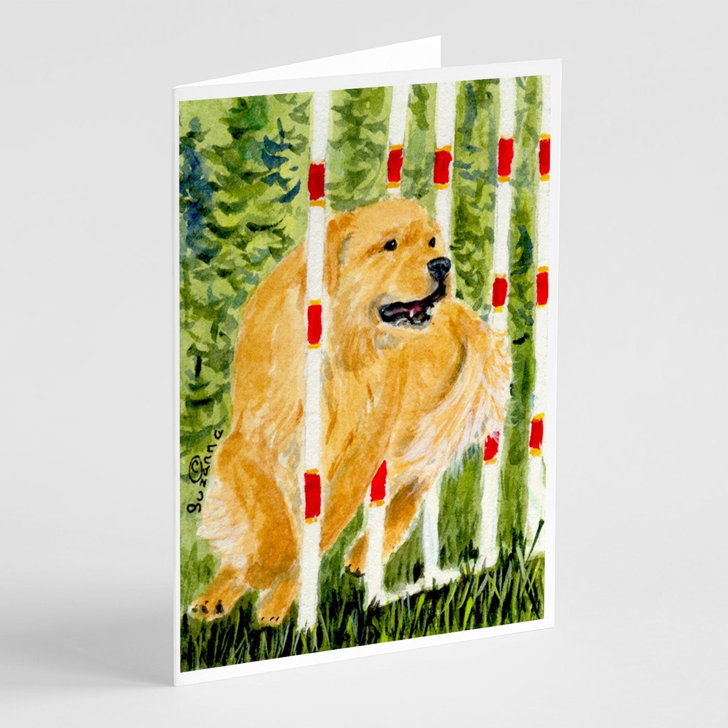 Golden Retriever Greeting Cards Pack of 8 Blank Cards with Envelopes Whimsical A7 Size 5x7