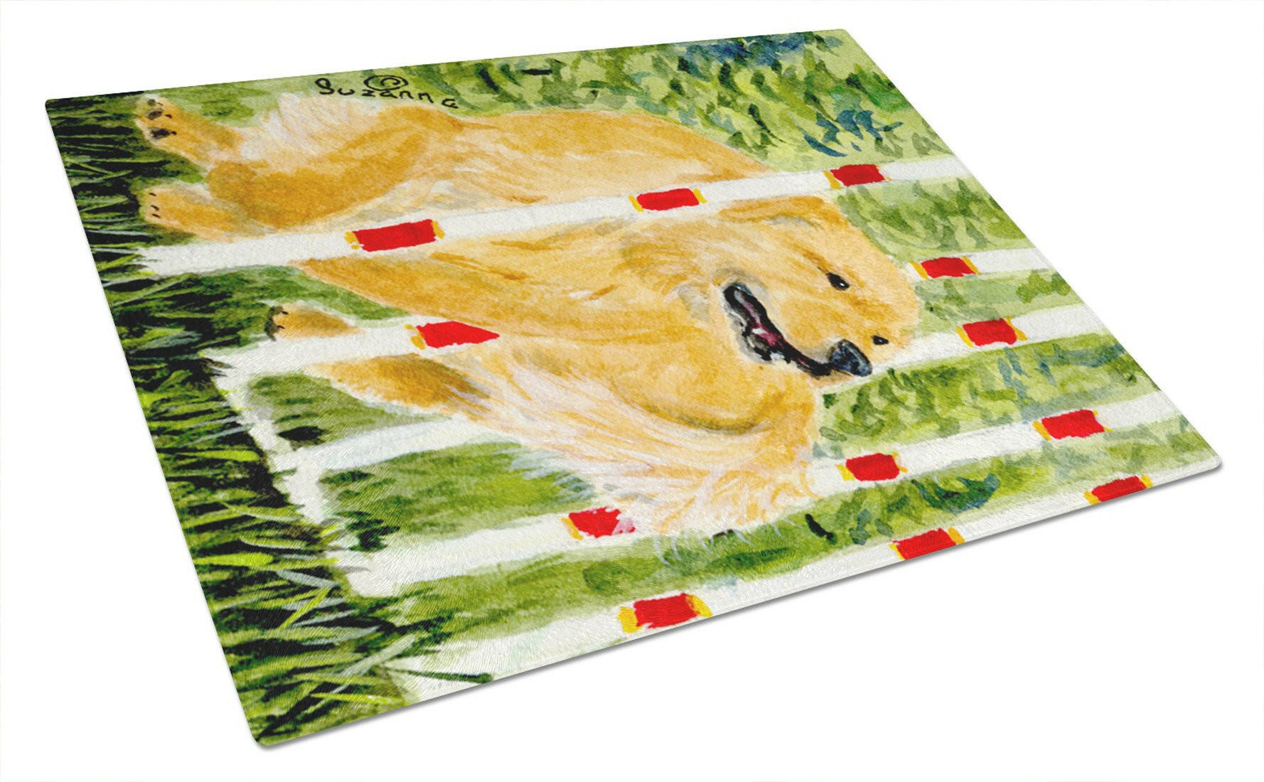 Golden Retriever Cutting Board Tempered Glass Kitchen Cutting Surface, Heat Resistant Chopping, Non-Slip Feet, Food Prep & Serving