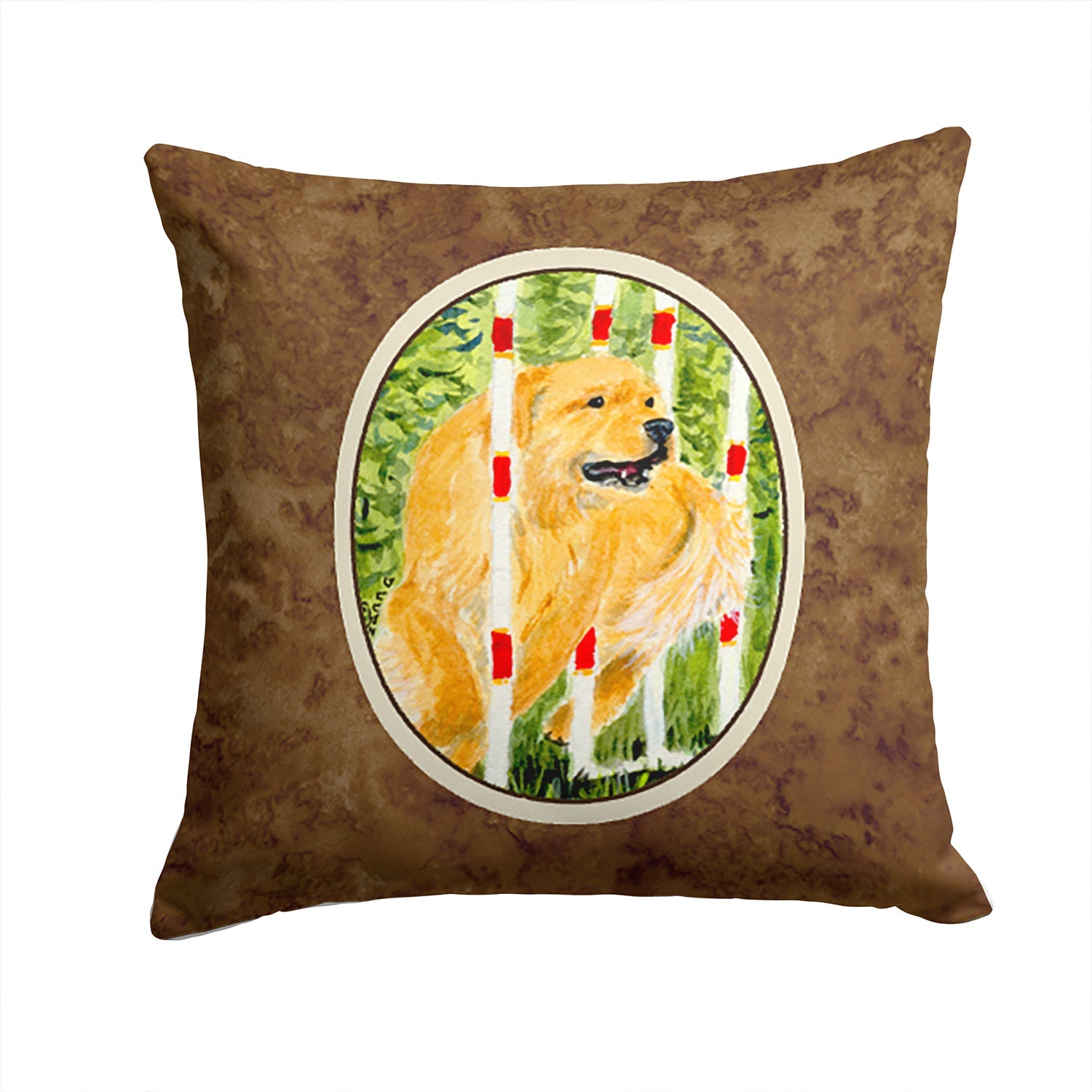 Golden Retriever Decorative Throw Pillow 14x14 Indoor Outdoor Accent Cushion, Fabric Cover with Insert for Sofa, Bed, Porch & Living Room
