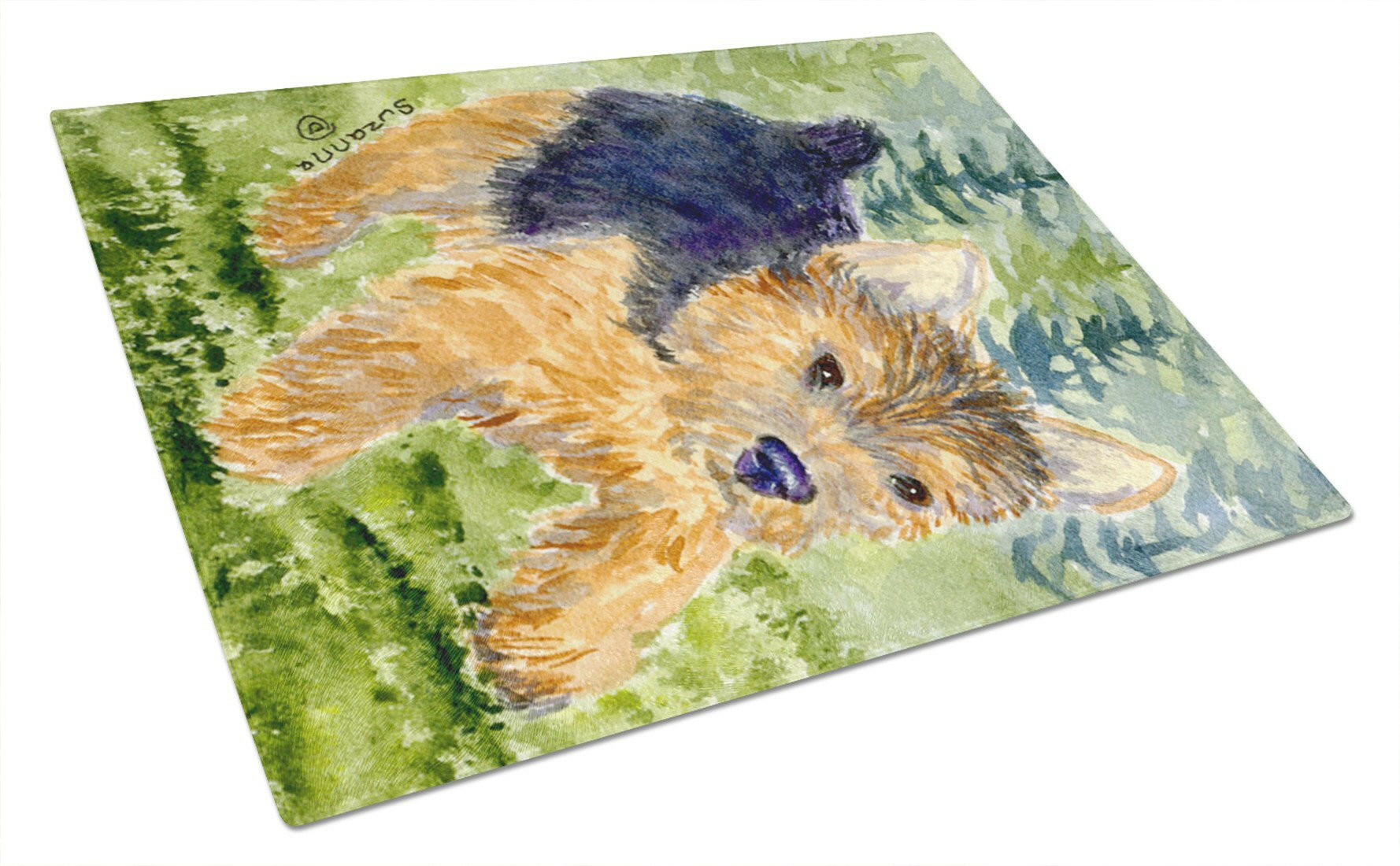 Norwich Terrier Cutting Board Tempered Glass Kitchen Cutting Surface, Heat Resistant Chopping, Non-Slip Feet, Food Prep & Serving