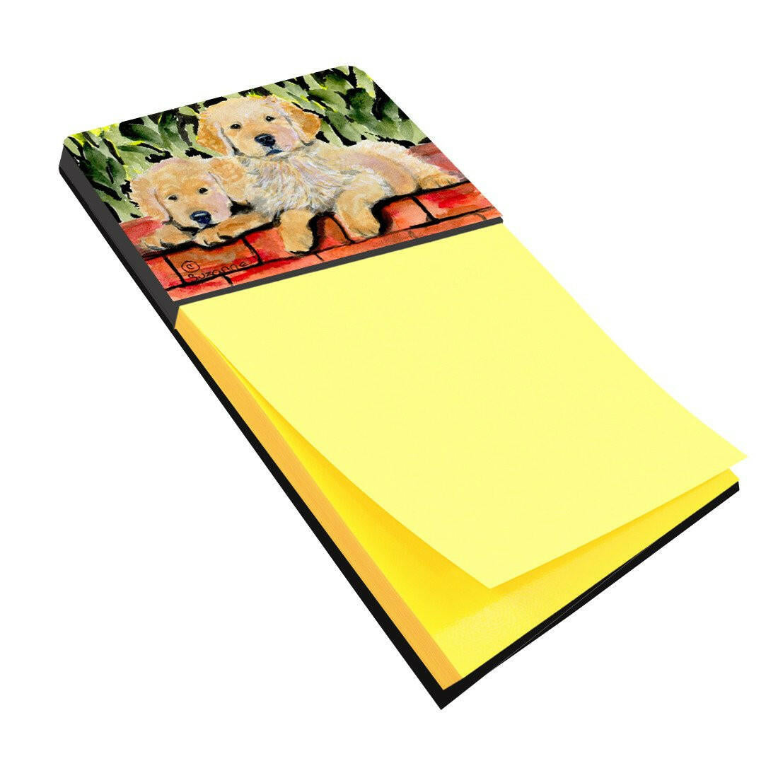 Golden Retriever Watercolor Sticky Note Holder Refillable Dispenser Desk Accessory 3x3 Pad Gift