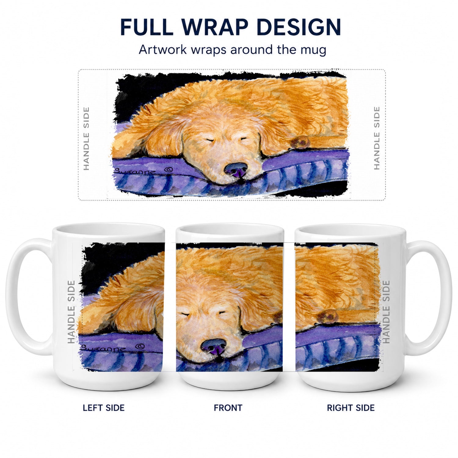 Golden Retriever Ceramic Coffee Mug 15 oz Decorative Large C Handle Mug Cup for Tea, Cocoa Hot Chocolate