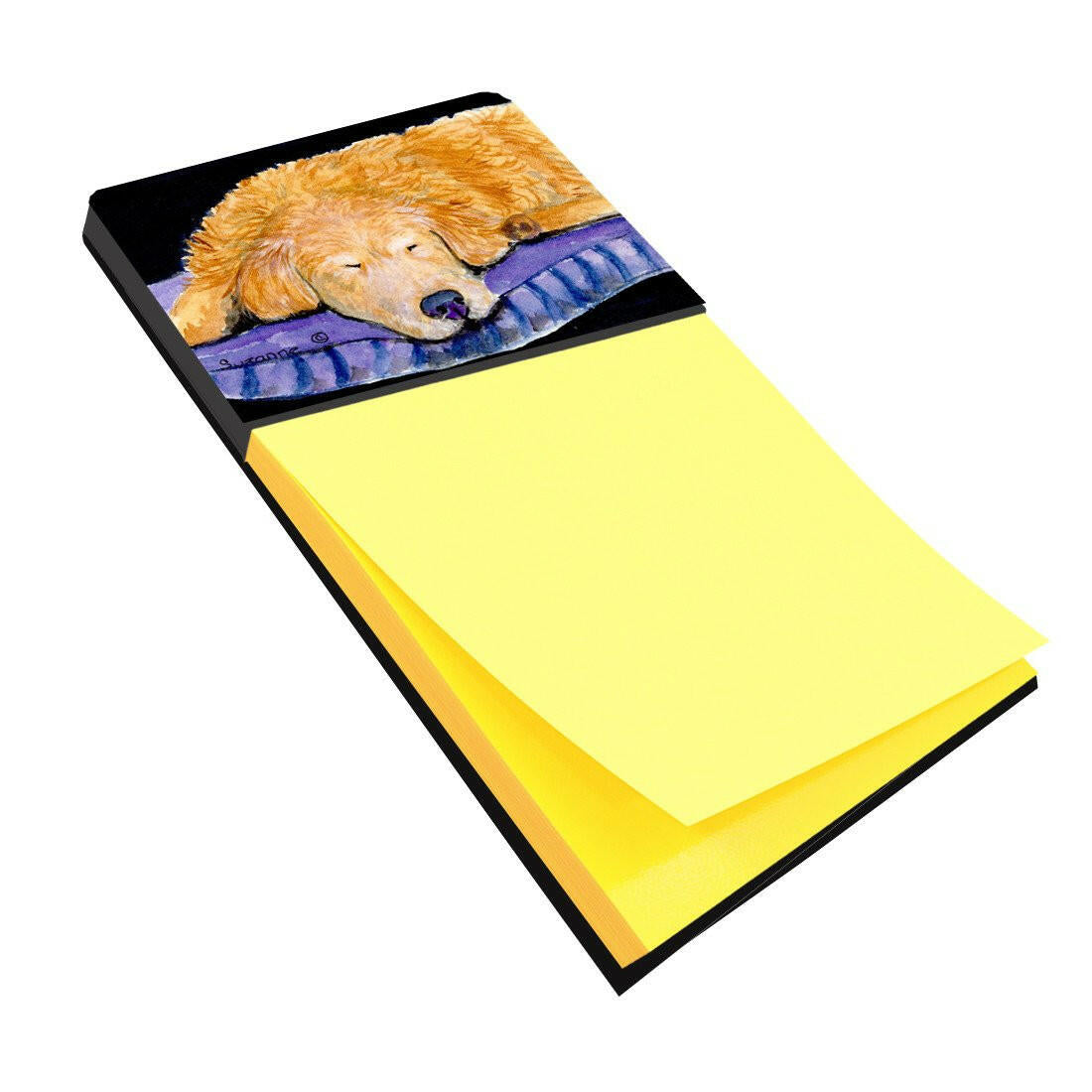 Golden Retriever Watercolor Sticky Note Holder Refillable Dispenser Desk Accessory 3x3 Pad Gift