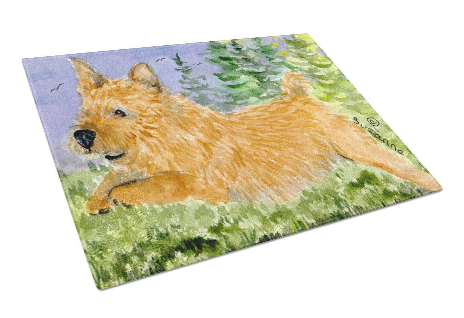 Norwich Terrier Cutting Board Tempered Glass Kitchen Cutting Surface, Heat Resistant Chopping, Non-Slip Feet, Food Prep & Serving