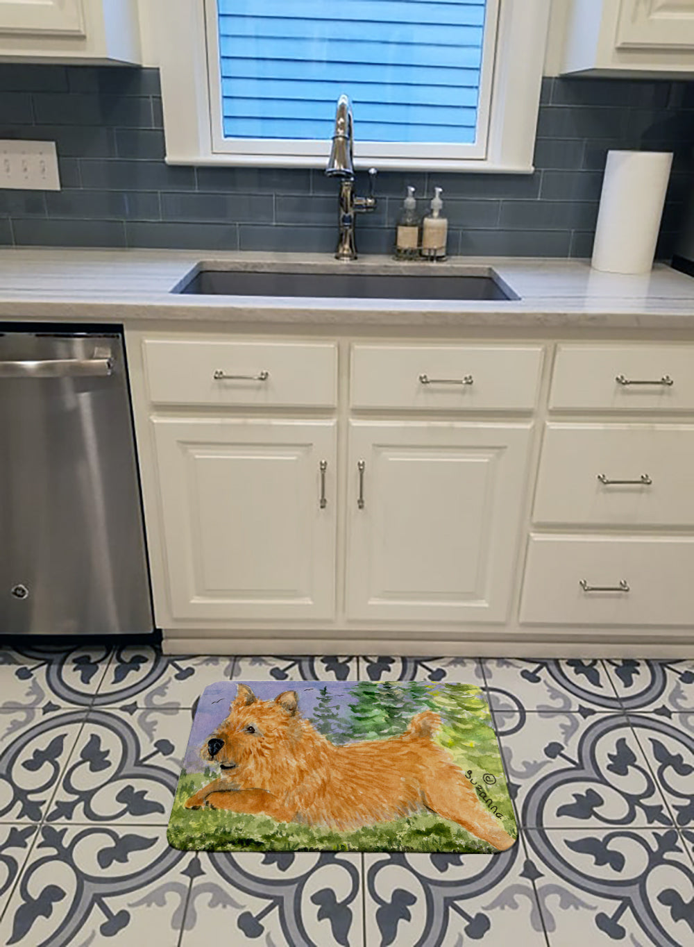 Norwich Terrier Memory Foam Kitchen Mat Machine Washable Anti-Fatigue Cushion Comfort Bath or Kitchen Rug