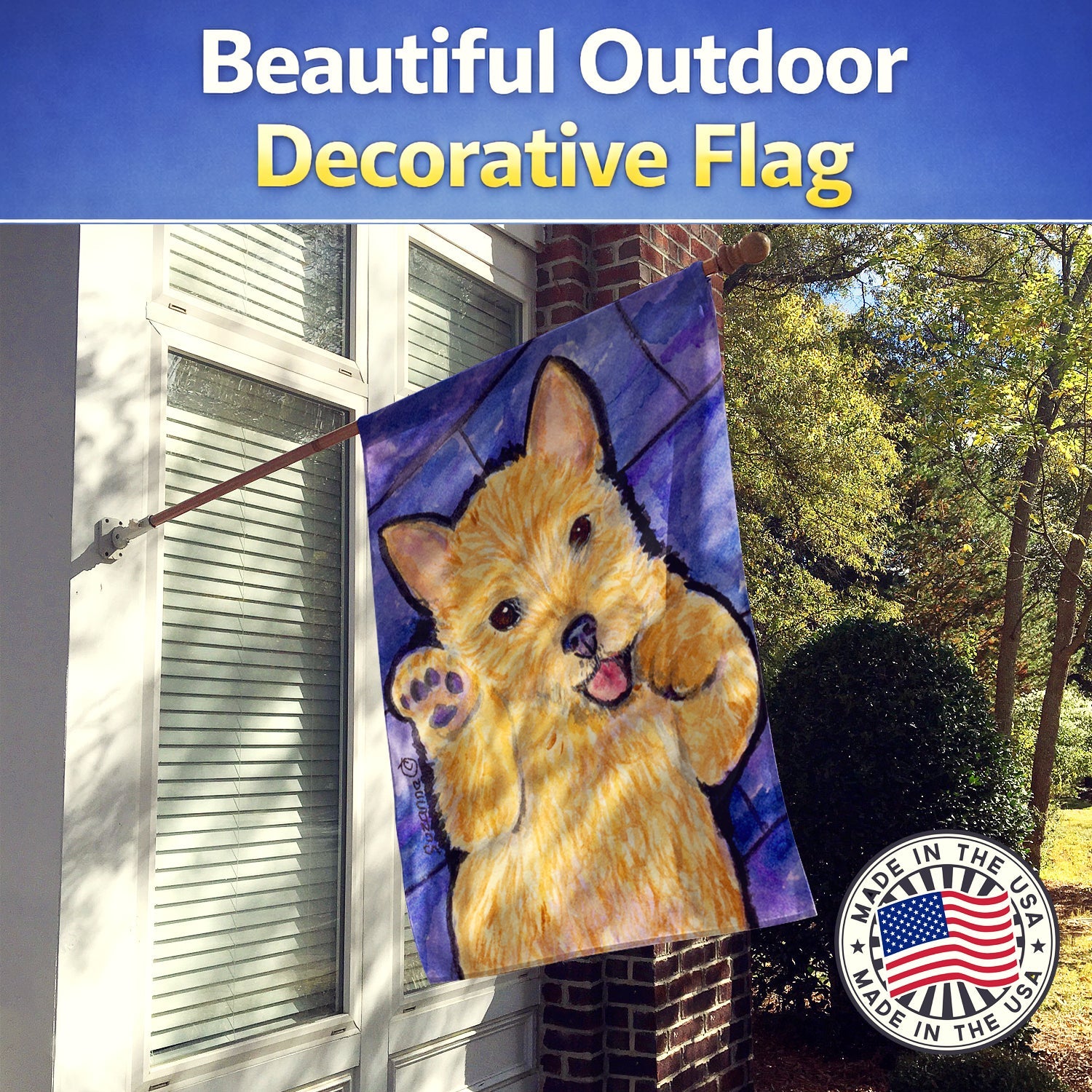 Norwich Terrier House Flag 28x40 Porch Sleeve Pole Decorative Outside Yard Banner Artwork Wall Hanging, Polyester