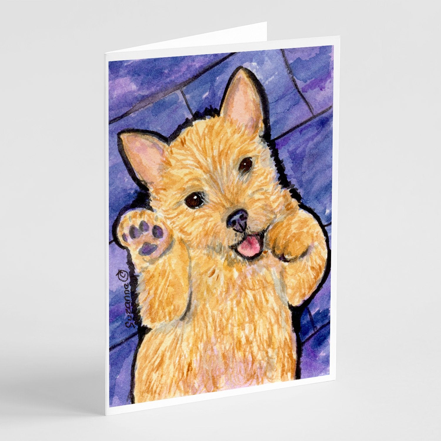 Norwich Terrier Greeting Cards Pack of 8 Blank Cards with Envelopes Whimsical A7 Size 5x7