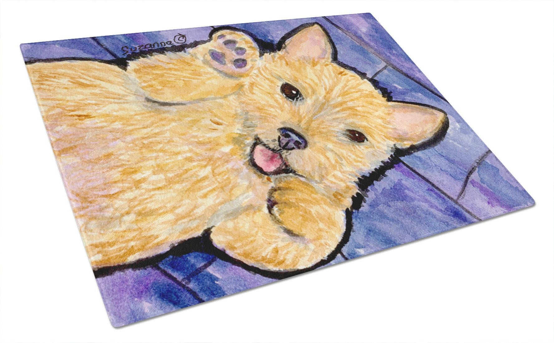 Norwich Terrier Cutting Board Tempered Glass Kitchen Cutting Surface, Heat Resistant Chopping, Non-Slip Feet, Food Prep & Serving
