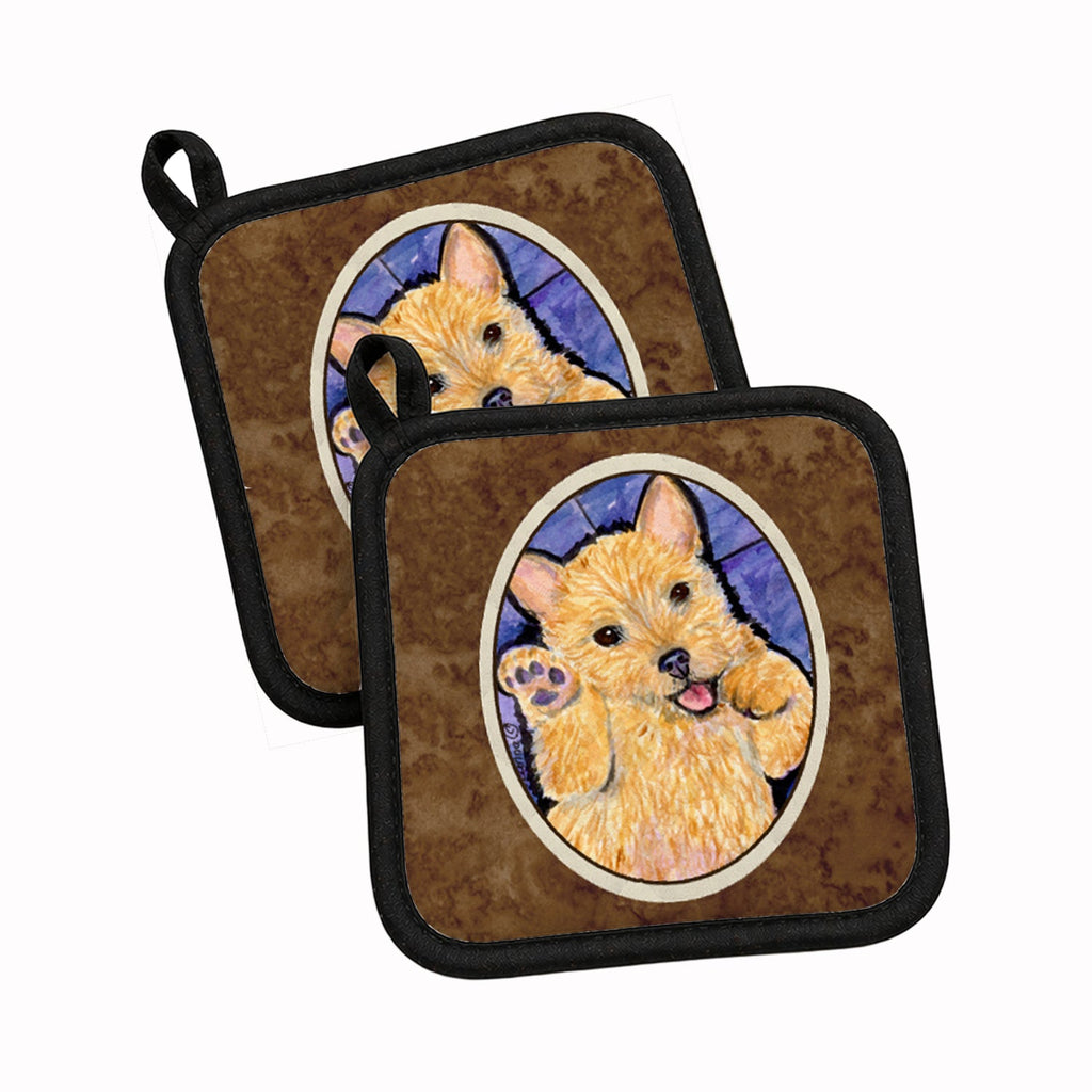 Norwich Terrier Pot Holder Set of 2 Heat Resistant Quilted Hot Pads 7.5 x 7.5 Inch, Insulated Kitchen Trivets for Cooking & Baking