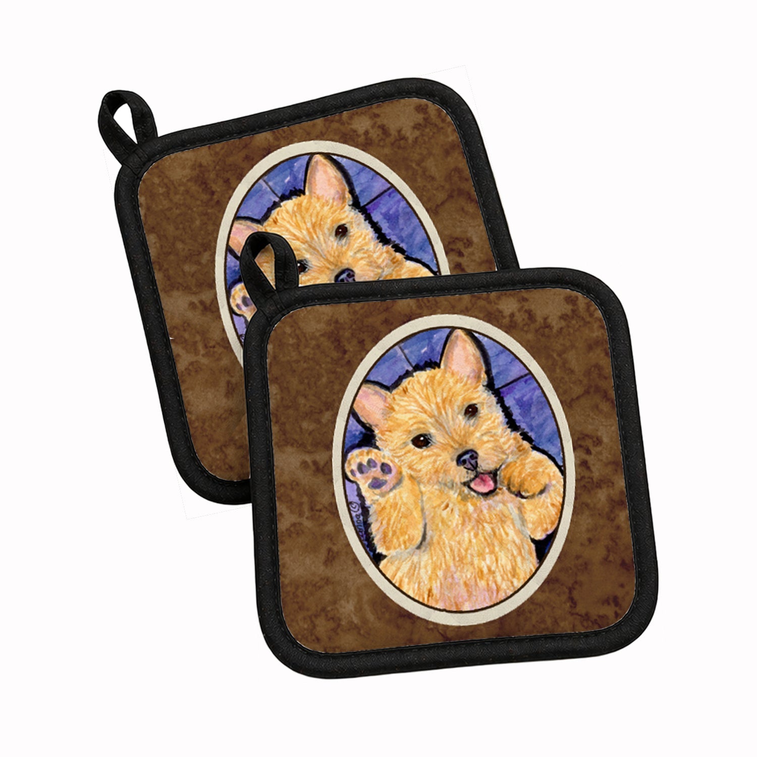 Norwich Terrier Pot Holder Set of 2 Heat Resistant Quilted Hot Pads 7.5 x 7.5 Inch, Insulated Kitchen Trivets for Cooking & Baking