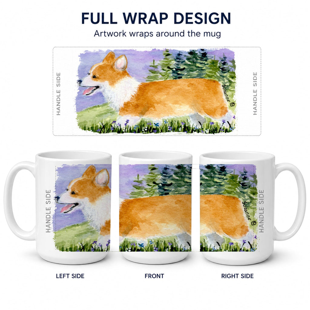 Corgi Ceramic Coffee Mug 15 oz Decorative Large C Handle Mug Cup for Tea, Cocoa Hot Chocolate