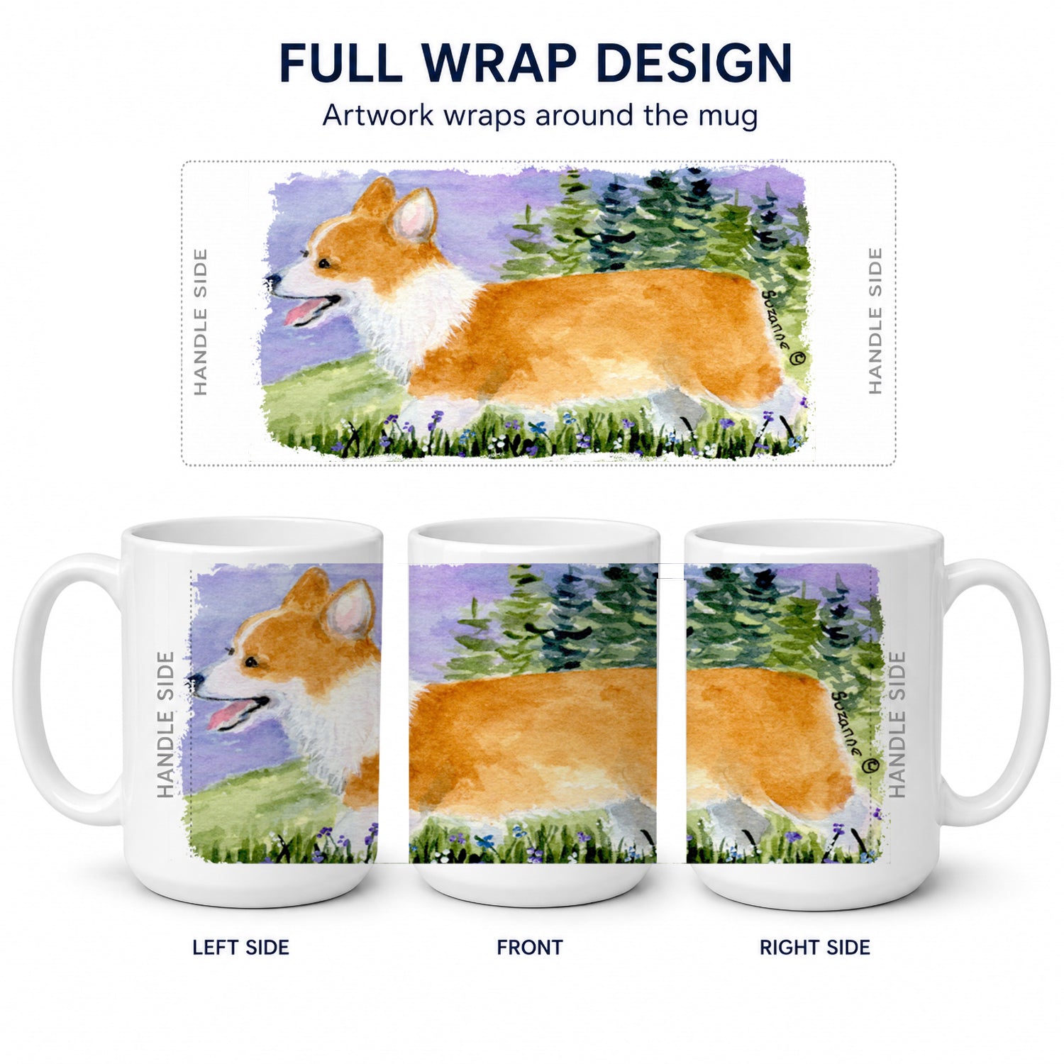 Corgi Ceramic Coffee Mug 15 oz Decorative Large C Handle Mug Cup for Tea, Cocoa Hot Chocolate