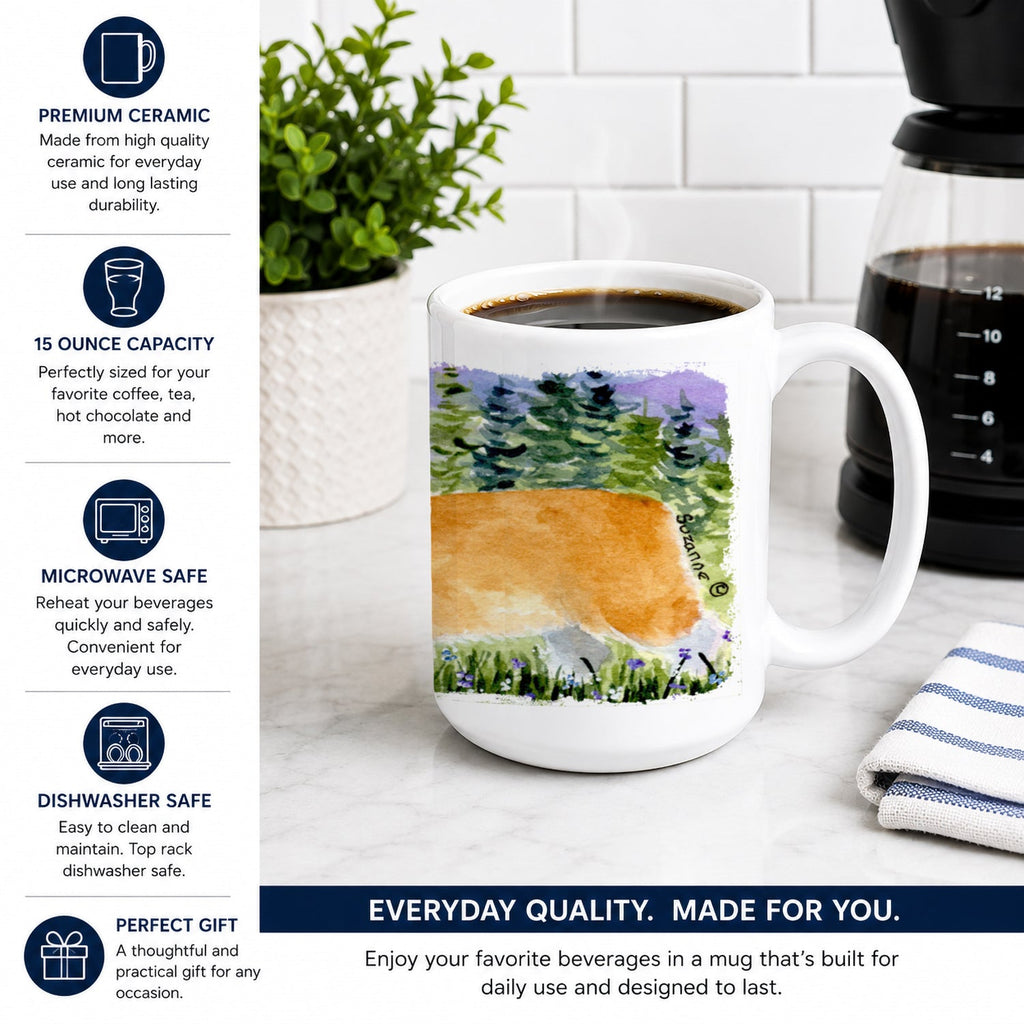 Corgi Ceramic Coffee Mug 15 oz Decorative Large C Handle Mug Cup for Tea, Cocoa Hot Chocolate