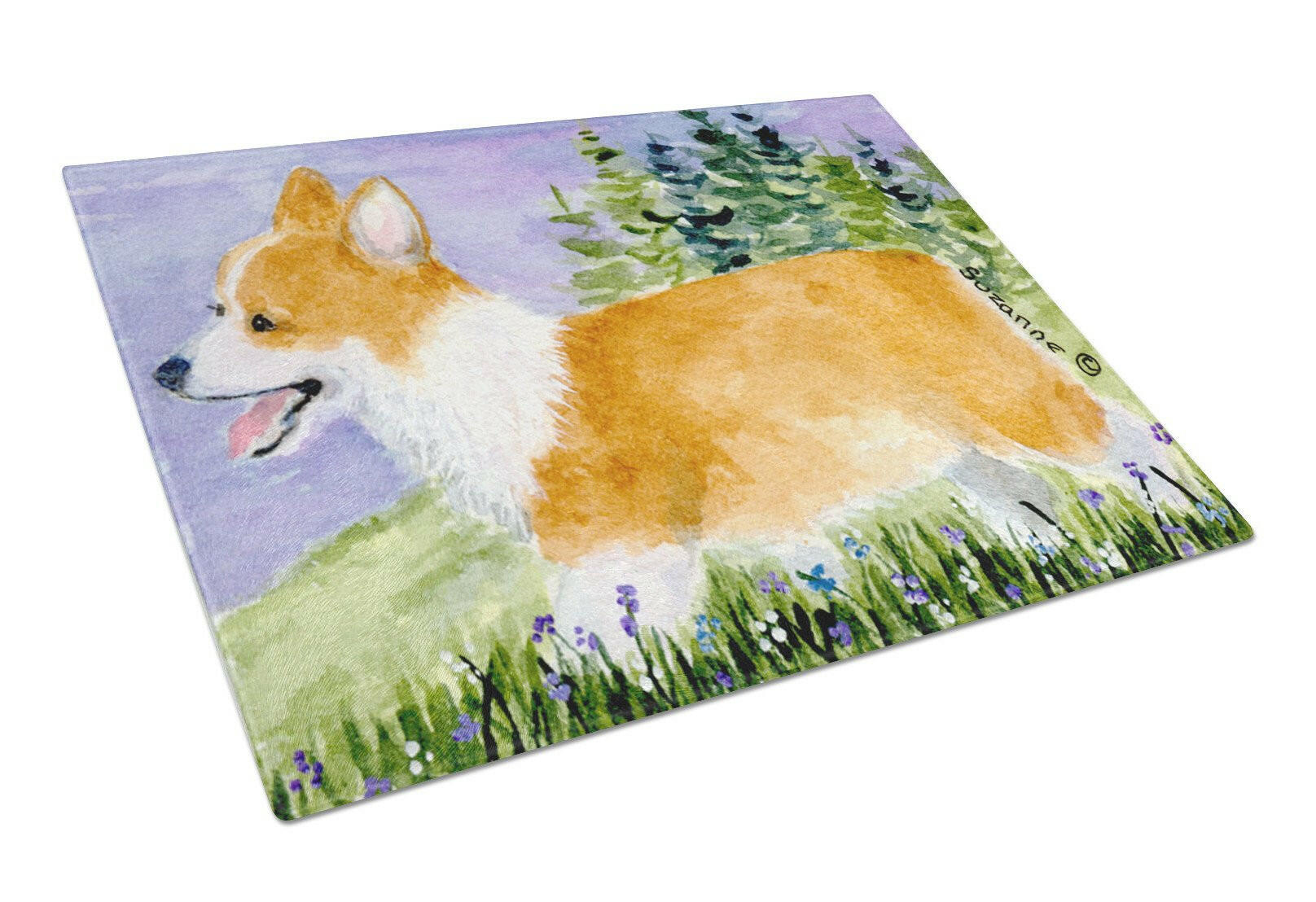 Corgi Cutting Board Tempered Glass Kitchen Cutting Surface, Heat Resistant Chopping, Non-Slip Feet, Food Prep & Serving