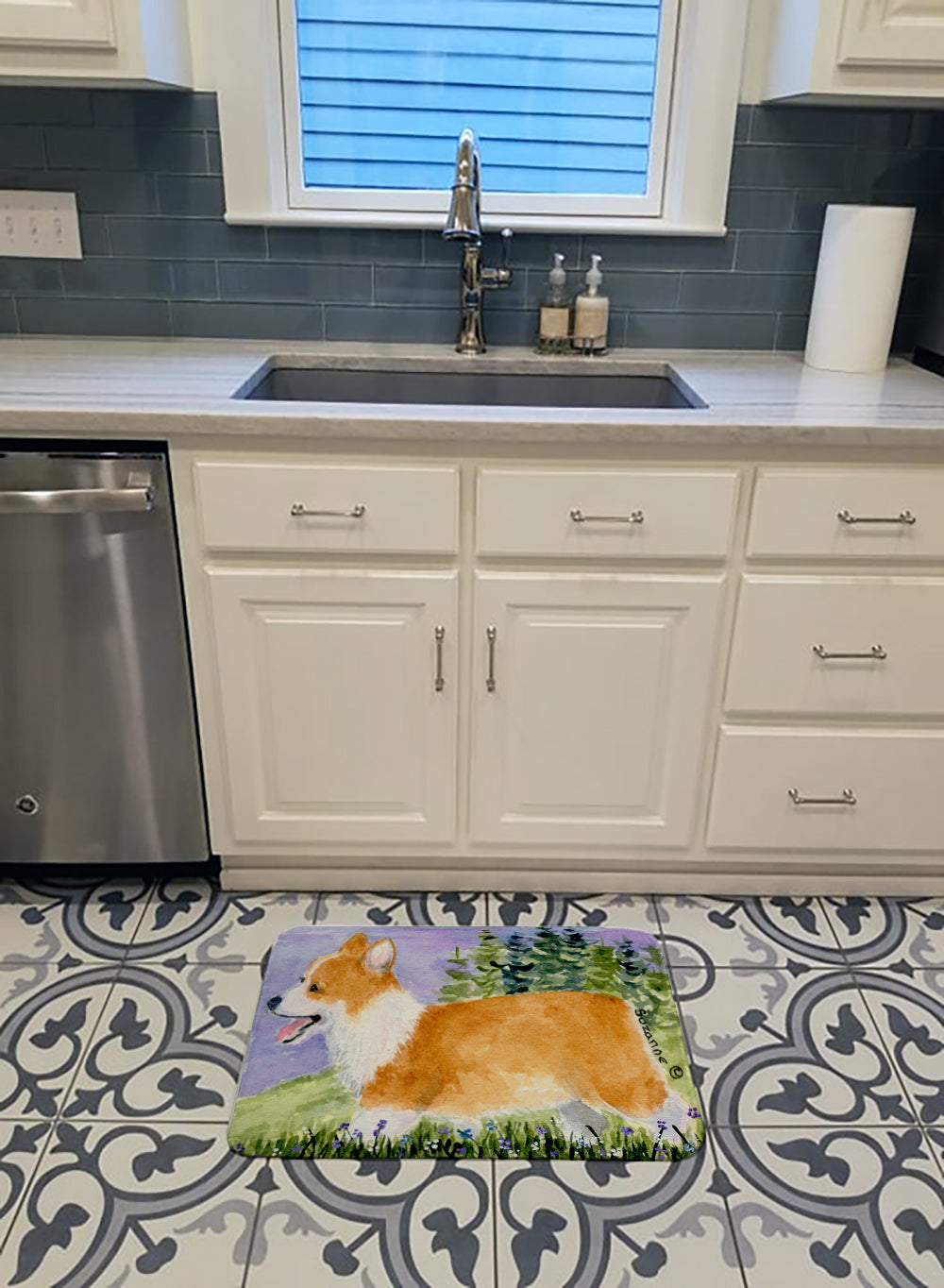 Corgi Memory Foam Kitchen Mat Machine Washable Anti-Fatigue Cushion Comfort Bath or Kitchen Rug