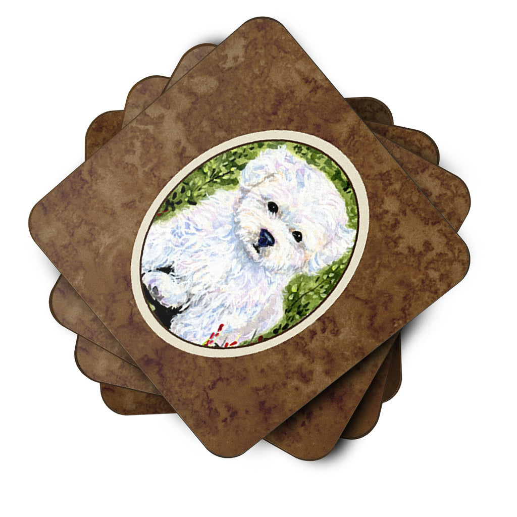 Bichon Frise Foam Coasters Set of 4 Cup Coasters for Indoor Outdoor, Tabletop Protection, Anti Slip, Mouse pad Material