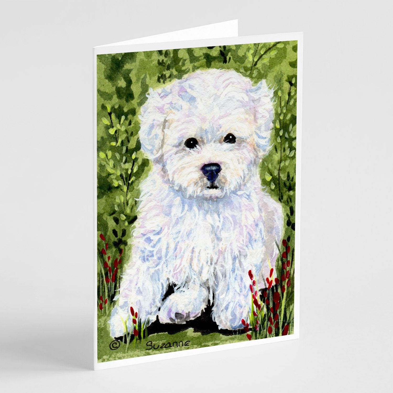 Bichon Frise Greeting Cards Pack of 8 Blank Cards with Envelopes Whimsical A7 Size 5x7