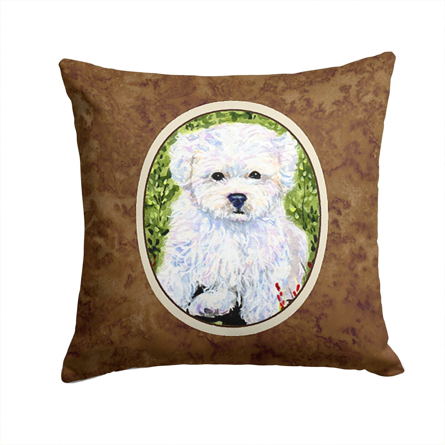 Bichon Frise Decorative Throw Pillow 14x14 Indoor Outdoor Accent Cushion, Fabric Cover with Insert for Sofa, Bed, Porch & Living Room