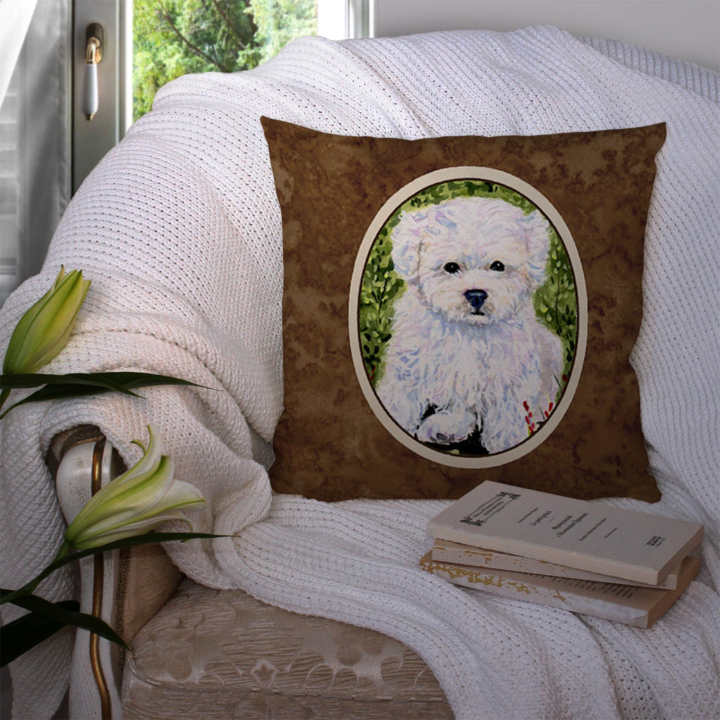 Bichon Frise Decorative Throw Pillow 14x14 Indoor Outdoor Accent Cushion, Fabric Cover with Insert for Sofa, Bed, Porch & Living Room