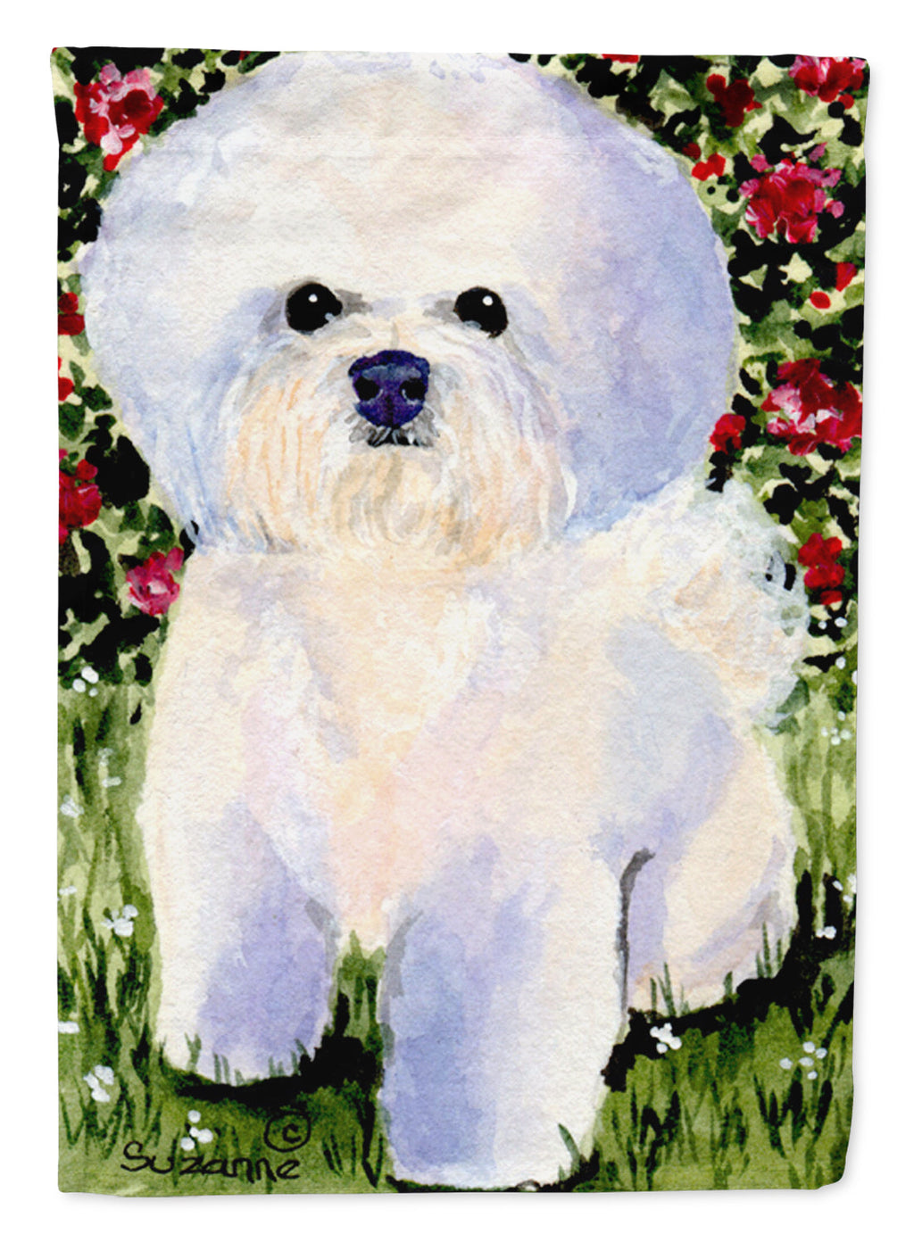 Bichon Frise House Flag 28x40 Porch Sleeve Pole Decorative Outside Yard Banner Artwork Wall Hanging, Polyester