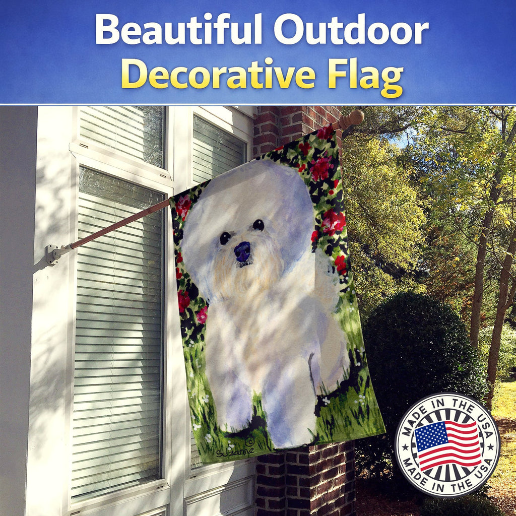 Bichon Frise House Flag 28x40 Porch Sleeve Pole Decorative Outside Yard Banner Artwork Wall Hanging, Polyester