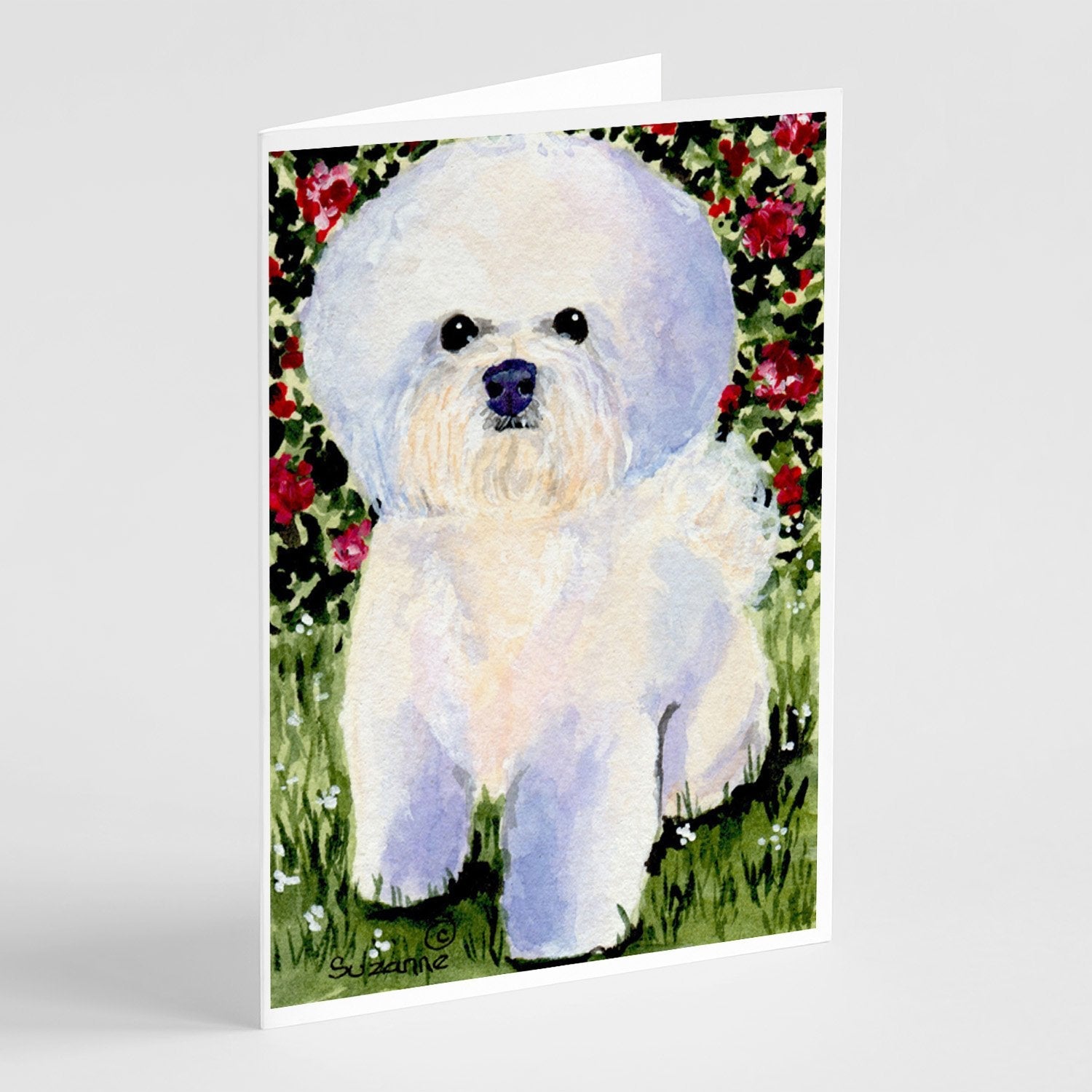 Bichon Frise Greeting Cards Pack of 8 Blank Cards with Envelopes Whimsical A7 Size 5x7