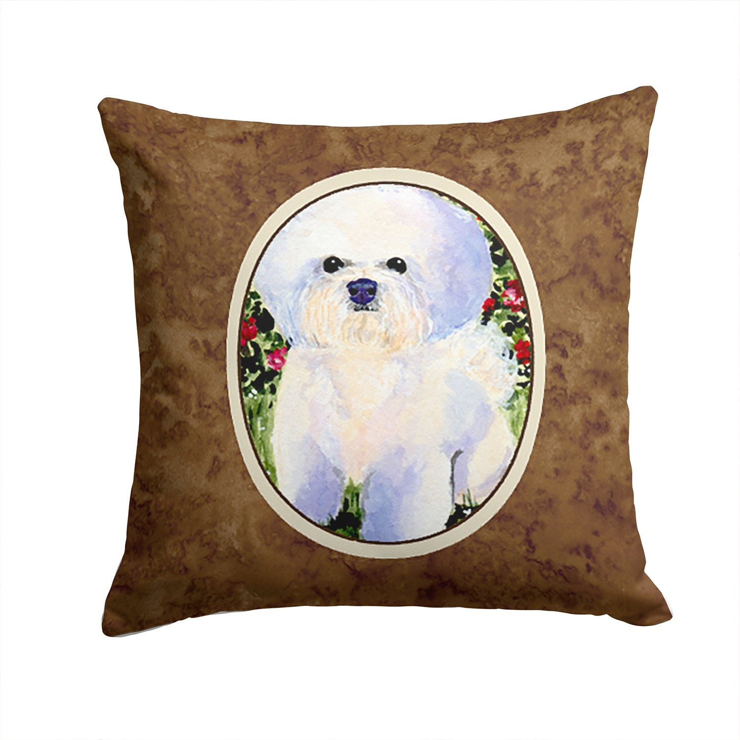 Bichon Frise Decorative Throw Pillow 14x14 Indoor Outdoor Accent Cushion, Fabric Cover with Insert for Sofa, Bed, Porch & Living Room