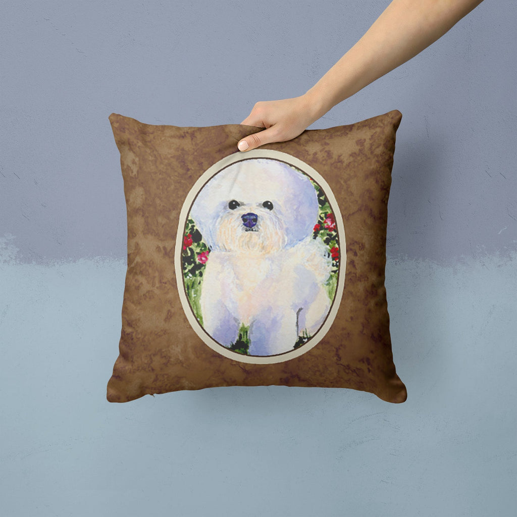 Bichon Frise Decorative Throw Pillow 14x14 Indoor Outdoor Accent Cushion, Fabric Cover with Insert for Sofa, Bed, Porch & Living Room