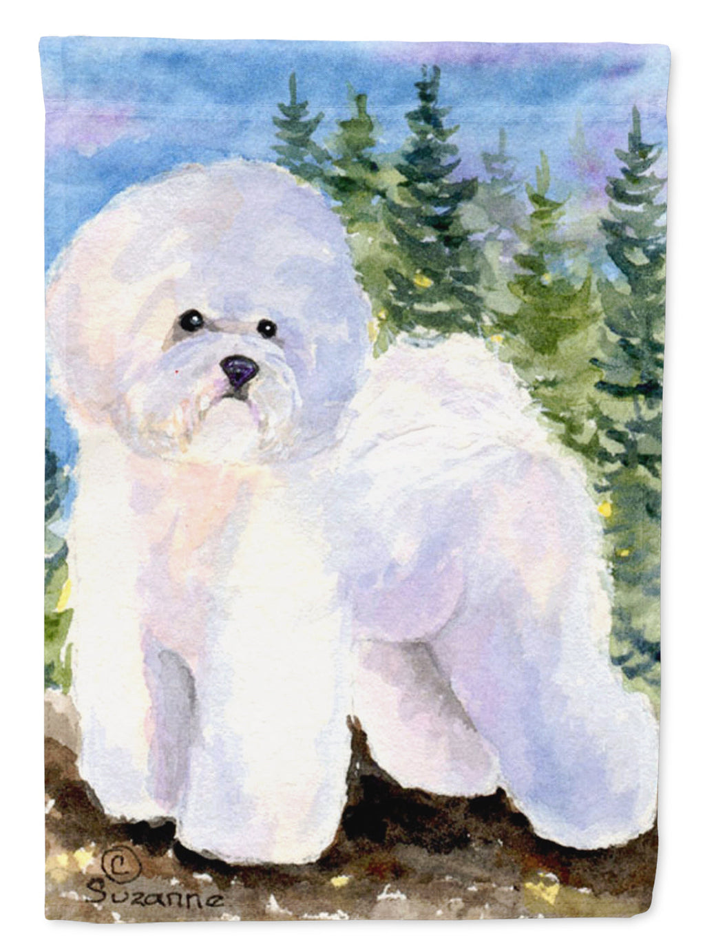 Bichon Frise House Flag 28x40 Porch Sleeve Pole Decorative Outside Yard Banner Artwork Wall Hanging, Polyester