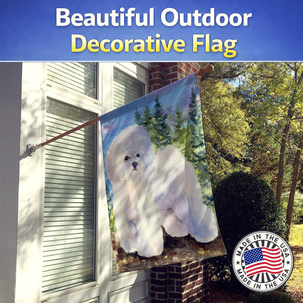 Bichon Frise House Flag 28x40 Porch Sleeve Pole Decorative Outside Yard Banner Artwork Wall Hanging, Polyester