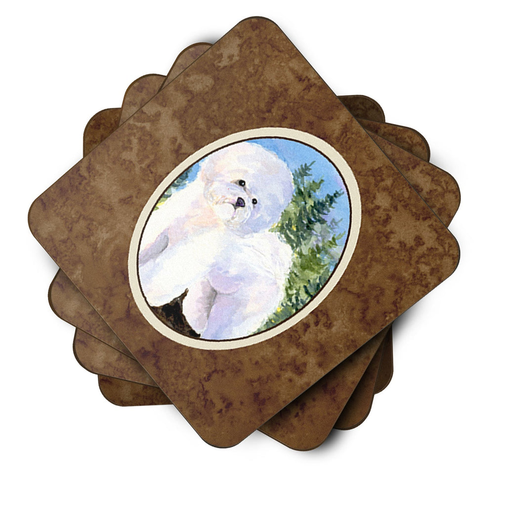 Bichon Frise Foam Coasters Set of 4 Cup Coasters for Indoor Outdoor, Tabletop Protection, Anti Slip, Mouse pad Material
