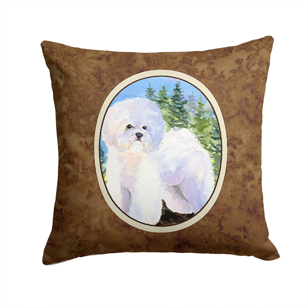 Bichon Frise Decorative Throw Pillow 14x14 Indoor Outdoor Accent Cushion, Fabric Cover with Insert for Sofa, Bed, Porch & Living Room