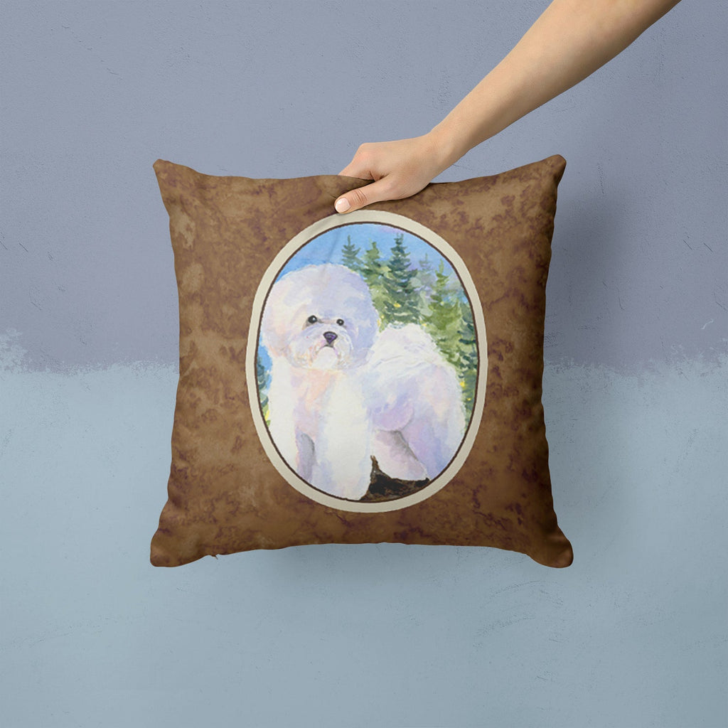 Bichon Frise Decorative Throw Pillow 14x14 Indoor Outdoor Accent Cushion, Fabric Cover with Insert for Sofa, Bed, Porch & Living Room