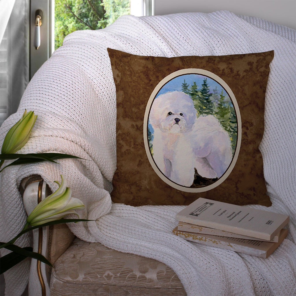 Bichon Frise Decorative Throw Pillow 14x14 Indoor Outdoor Accent Cushion, Fabric Cover with Insert for Sofa, Bed, Porch & Living Room
