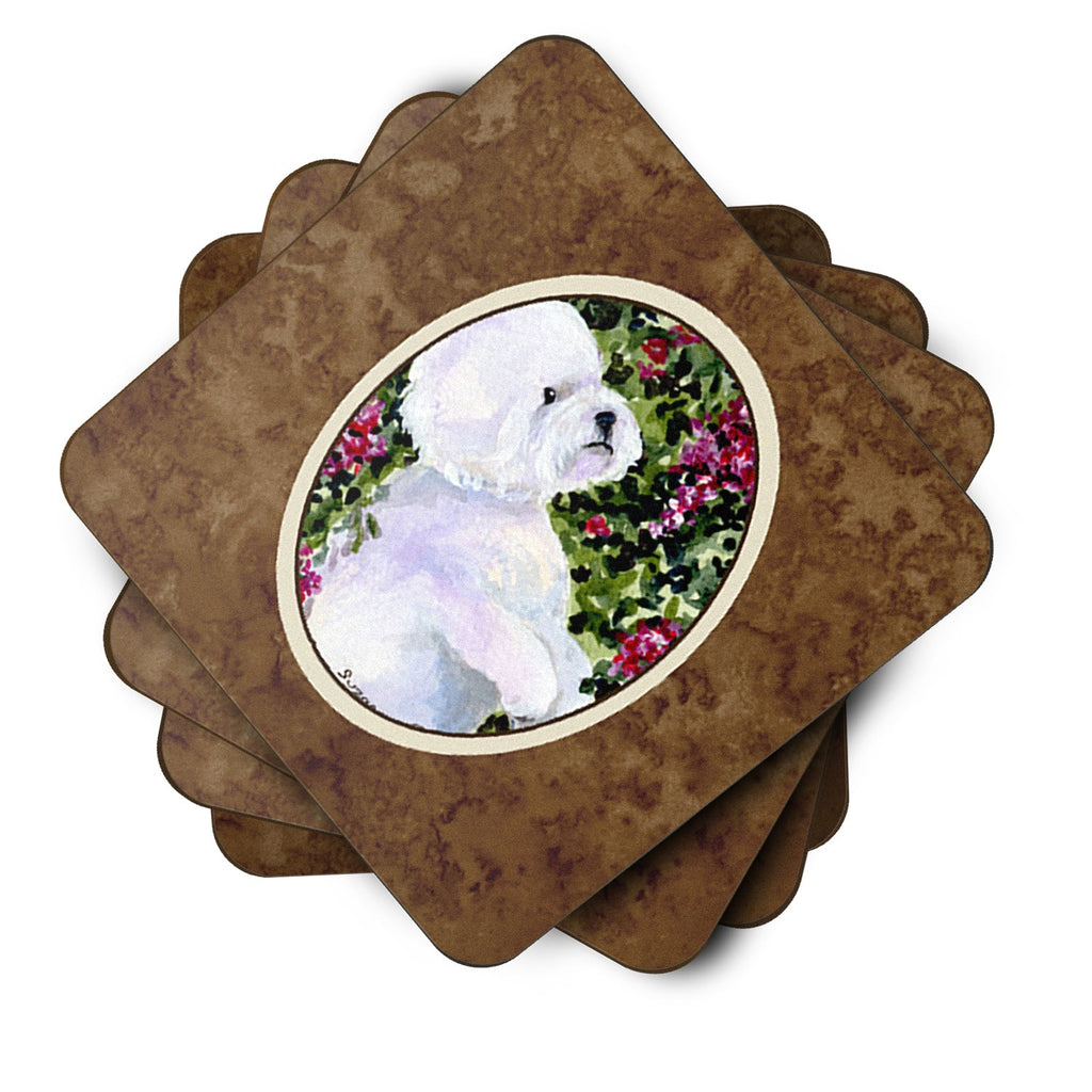 Bichon Frise Foam Coasters Set of 4 Cup Coasters for Indoor Outdoor, Tabletop Protection, Anti Slip, Mouse pad Material