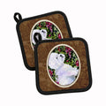 Bichon Frise Pot Holder Set of 2 Heat Resistant Quilted Hot Pads 7.5 x 7.5 Inch, Insulated Kitchen Trivets for Cooking & Baking
