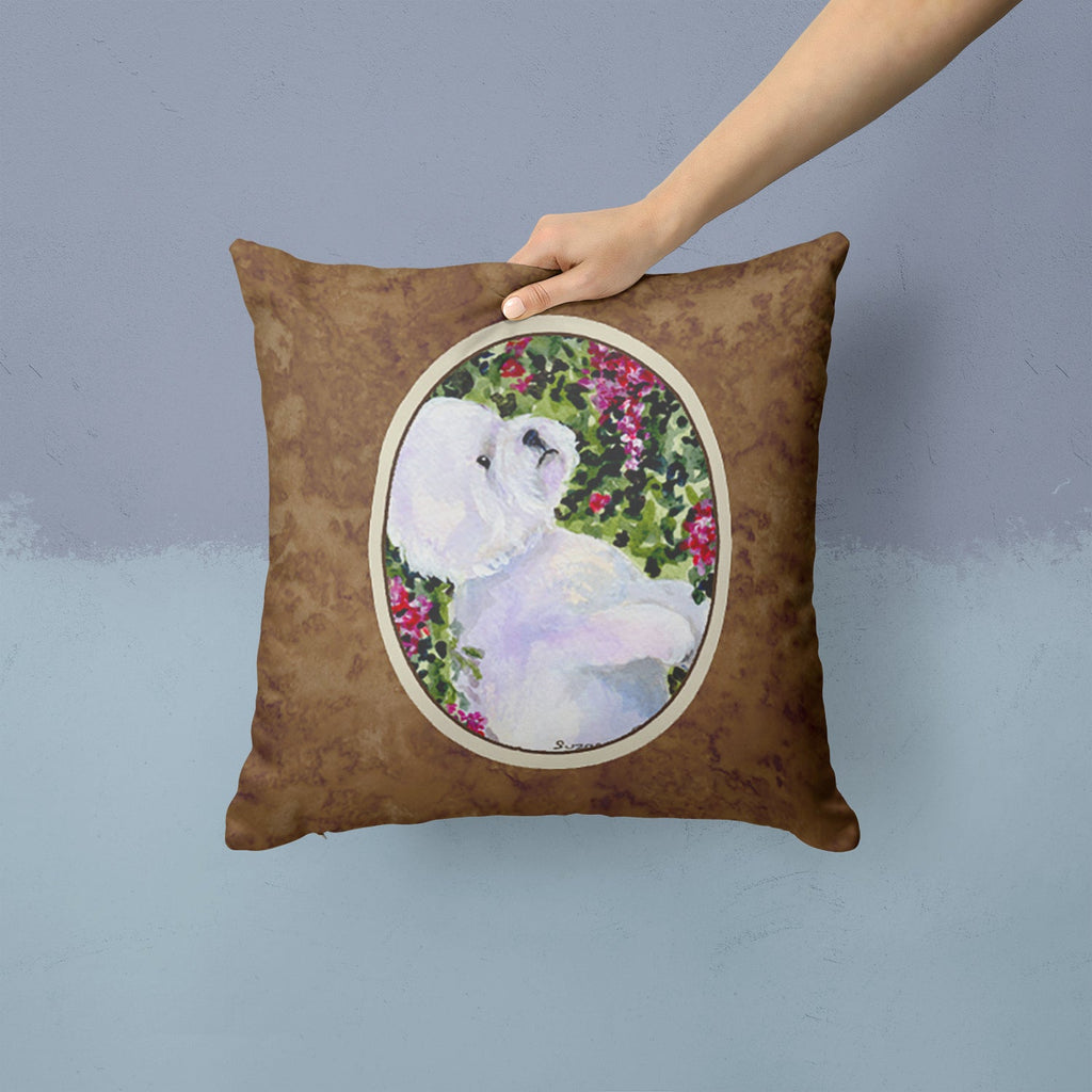 Bichon Frise Decorative Throw Pillow 14x14 Indoor Outdoor Accent Cushion, Fabric Cover with Insert for Sofa, Bed, Porch & Living Room