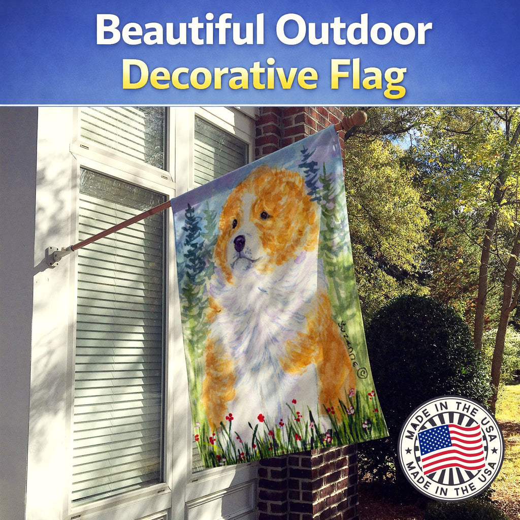 Sheltie House Flag 28x40 Porch Sleeve Pole Decorative Outside Yard Banner Artwork Wall Hanging, Polyester