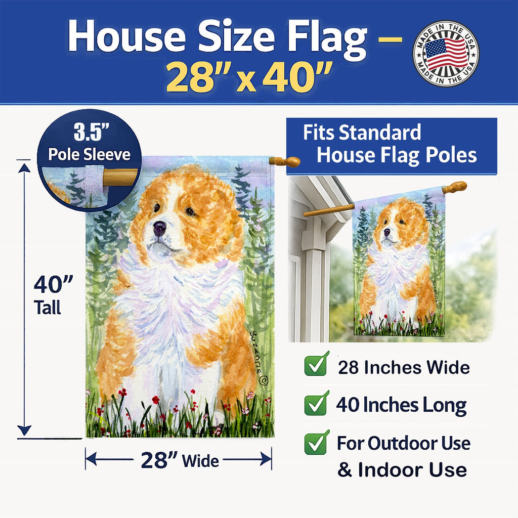Sheltie House Flag 28x40 Porch Sleeve Pole Decorative Outside Yard Banner Artwork Wall Hanging, Polyester