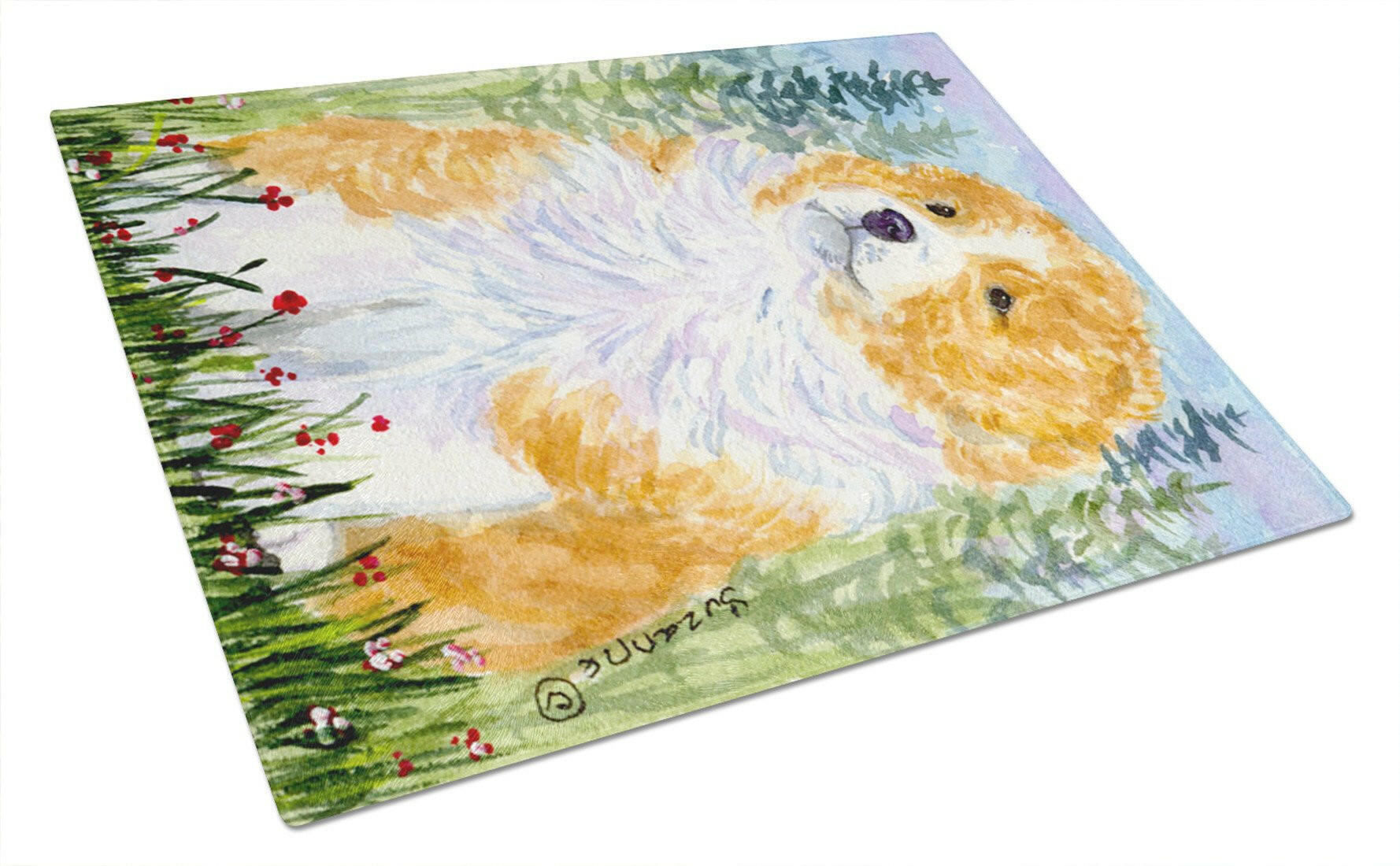 Sheltie Cutting Board Tempered Glass Kitchen Cutting Surface, Heat Resistant Chopping, Non-Slip Feet, Food Prep & Serving