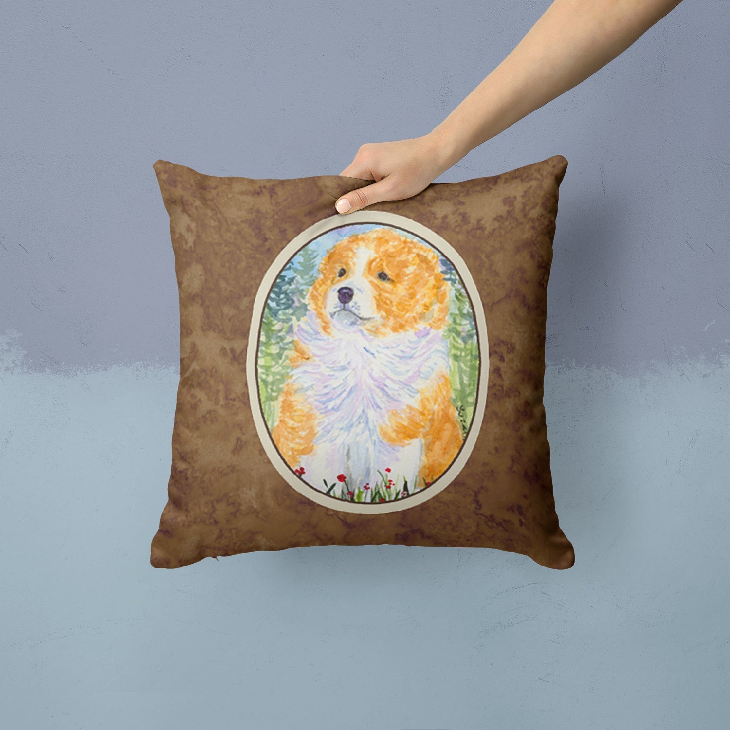 Sheltie Decorative Throw Pillow 14x14 Indoor Outdoor Accent Cushion, Fabric Cover with Insert for Sofa, Bed, Porch & Living Room
