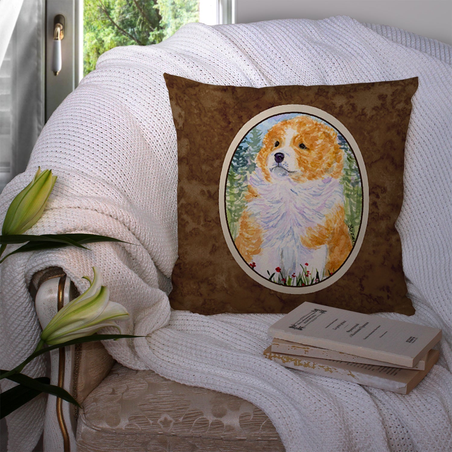Sheltie Decorative Throw Pillow 14x14 Indoor Outdoor Accent Cushion, Fabric Cover with Insert for Sofa, Bed, Porch & Living Room
